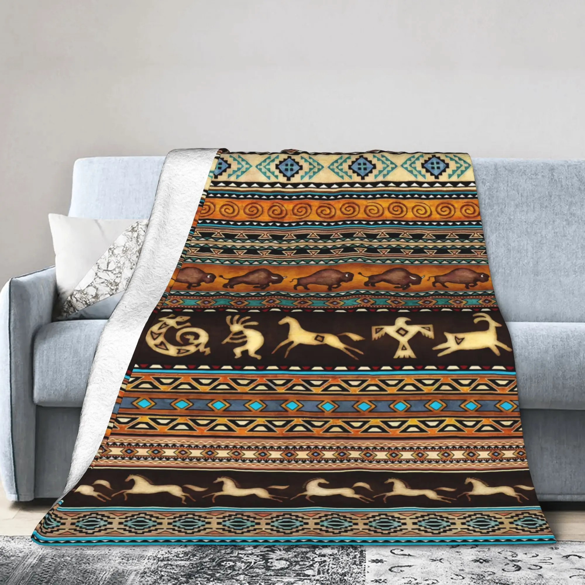 Comfort Southwestern Aztec Tribal Blanket Accessories Sofa Decorative  Throw Blankets Lightweight Thin Flannel for Office