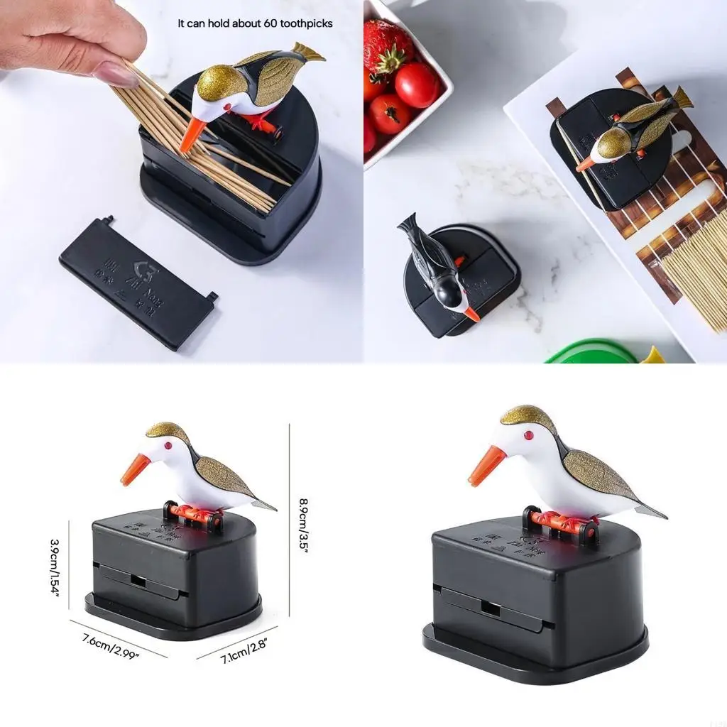 F19B Household Toothpick Box Unique Bird Automatic Box Press The Toothpick Holder