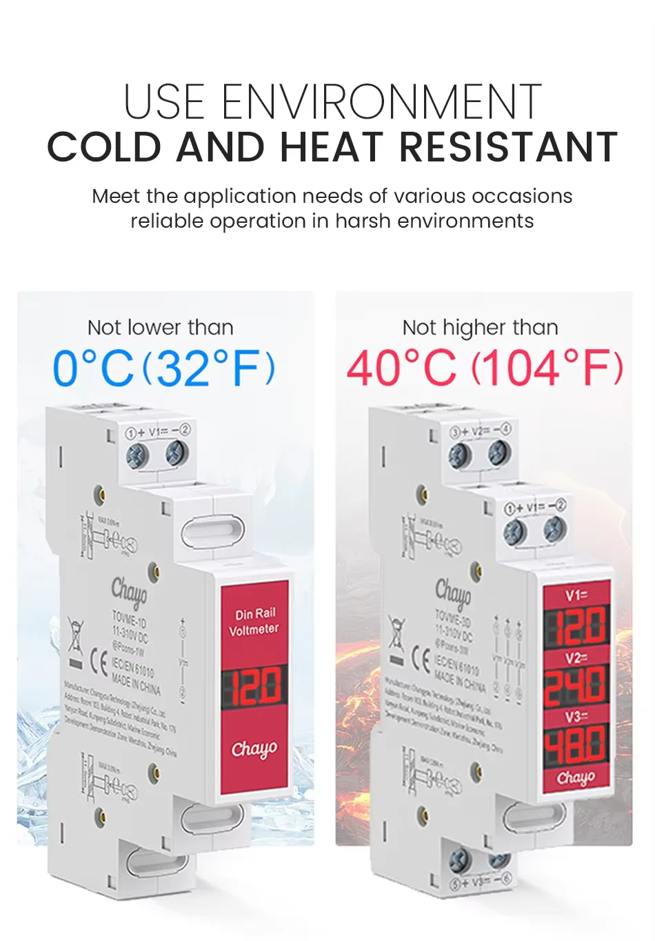 Din Rail Montaje Monofásico Medidor de Voltaje Ac 80-500V Mini Modular Indicador Voltímetro LED Detector de Pantalla Digital