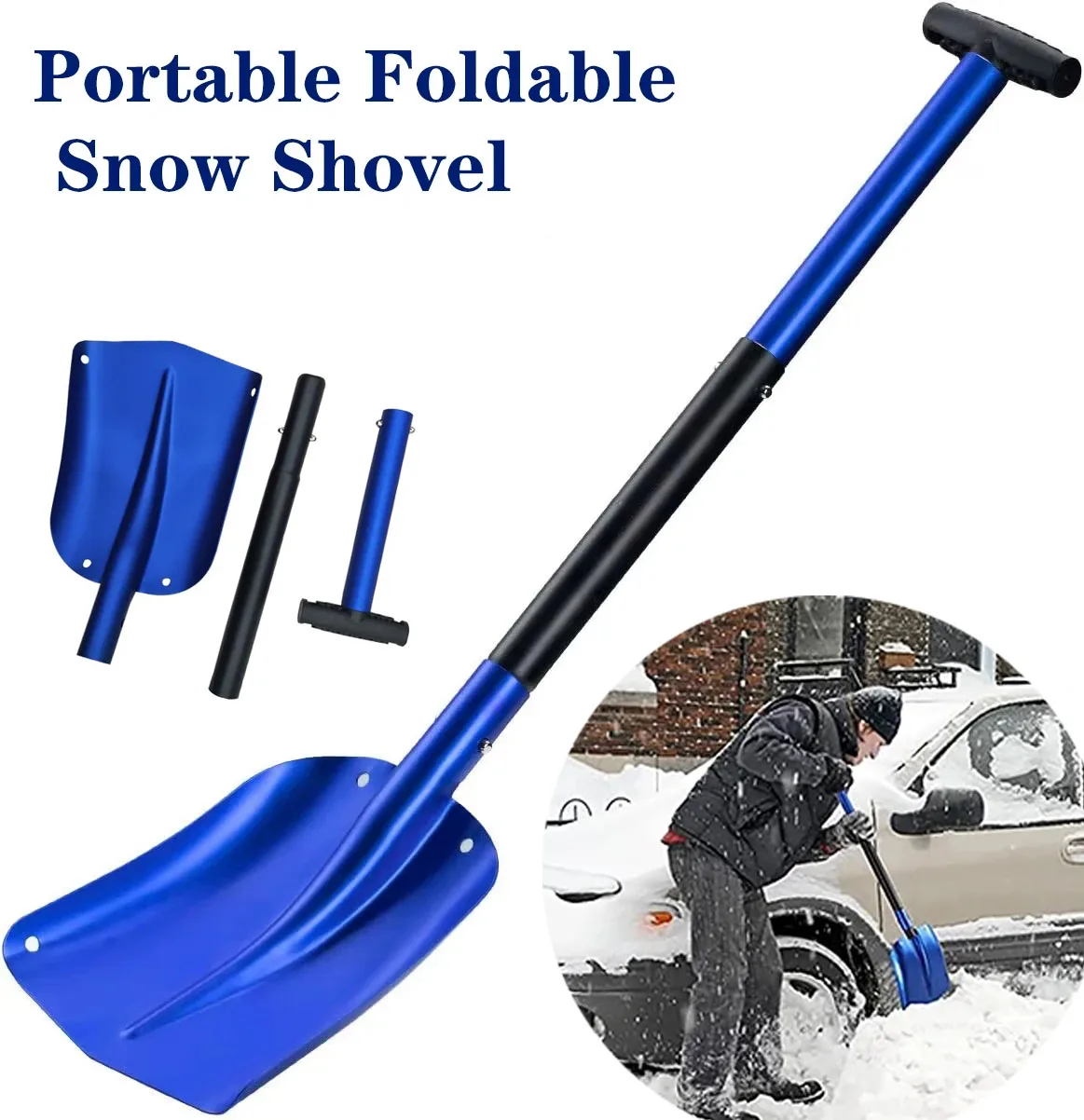 Pala de nieve retráctil para exteriores, pala de hielo de aleación de aluminio, herramienta removedora de nieve para invierno, pala plegable para acampar y jardín, herramientas de supervivencia
