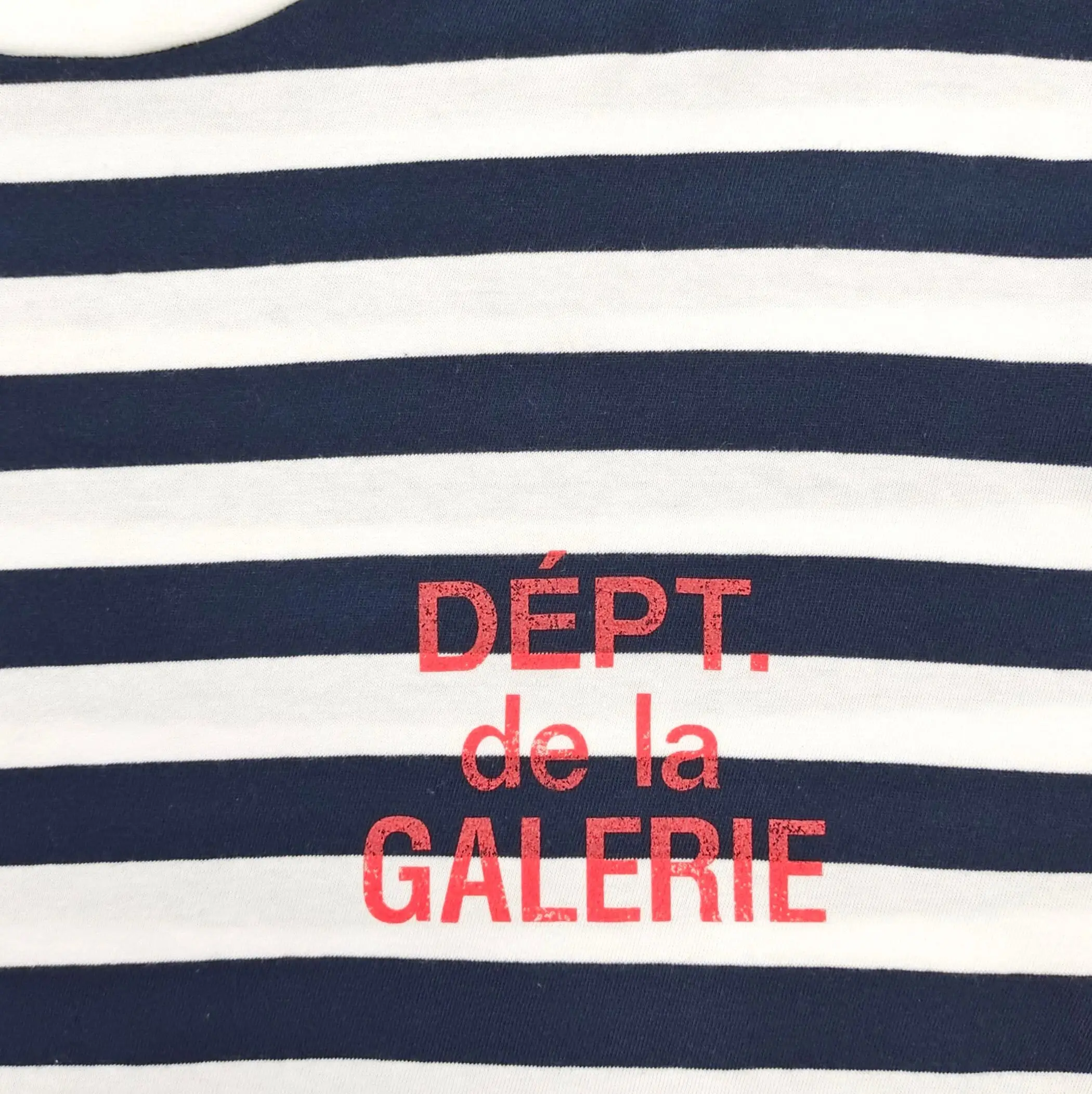 Gallery Dept French alphabet print blue and white strip short-sleeved t-shirt