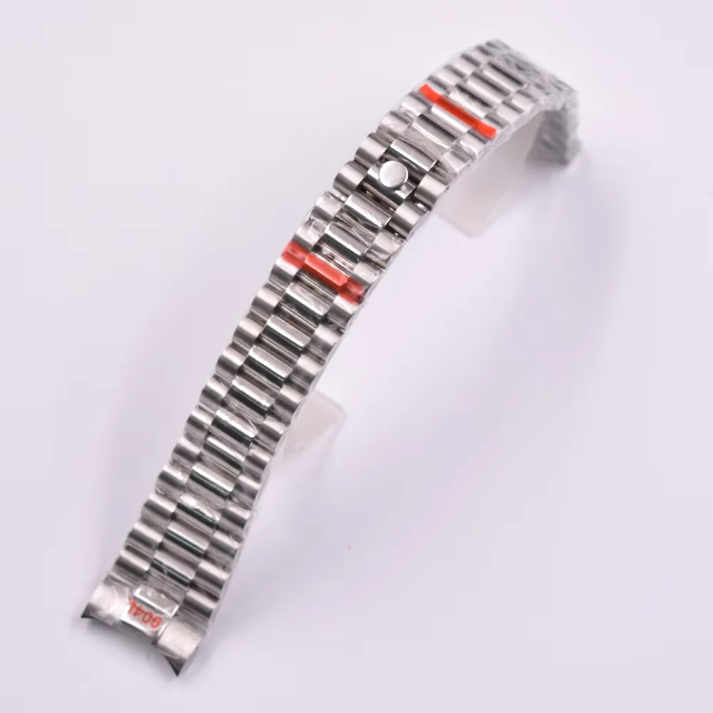 High quality 20mm stainless steel watch band folding buckle fit watch case strap Presidential bracelet
