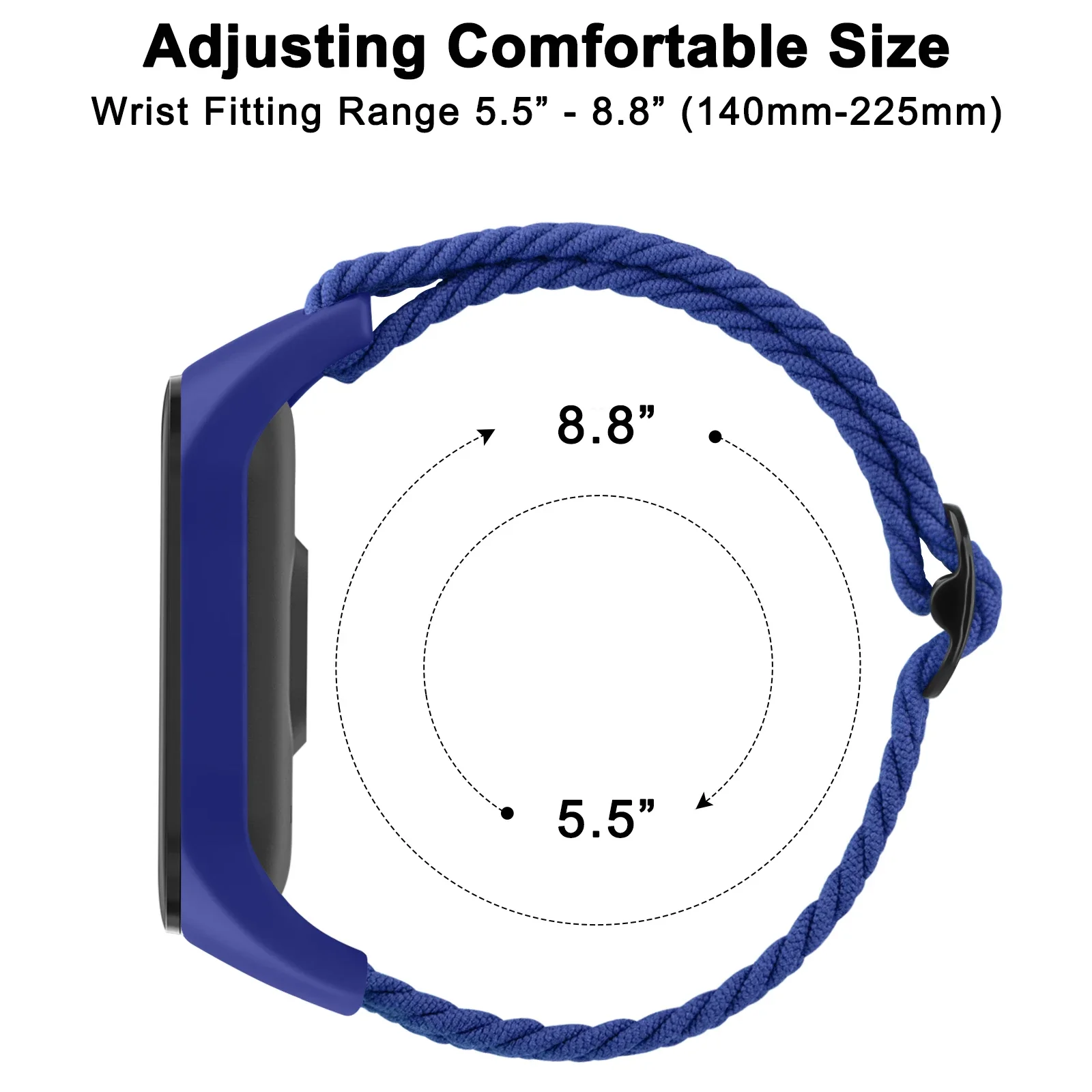 Плетеный ремешок для часов для Xiaomi Mi Band 7, 6, 5, 4, 3, эластичный регулируемый браслет для Amazfit Band 5, сменный браслет