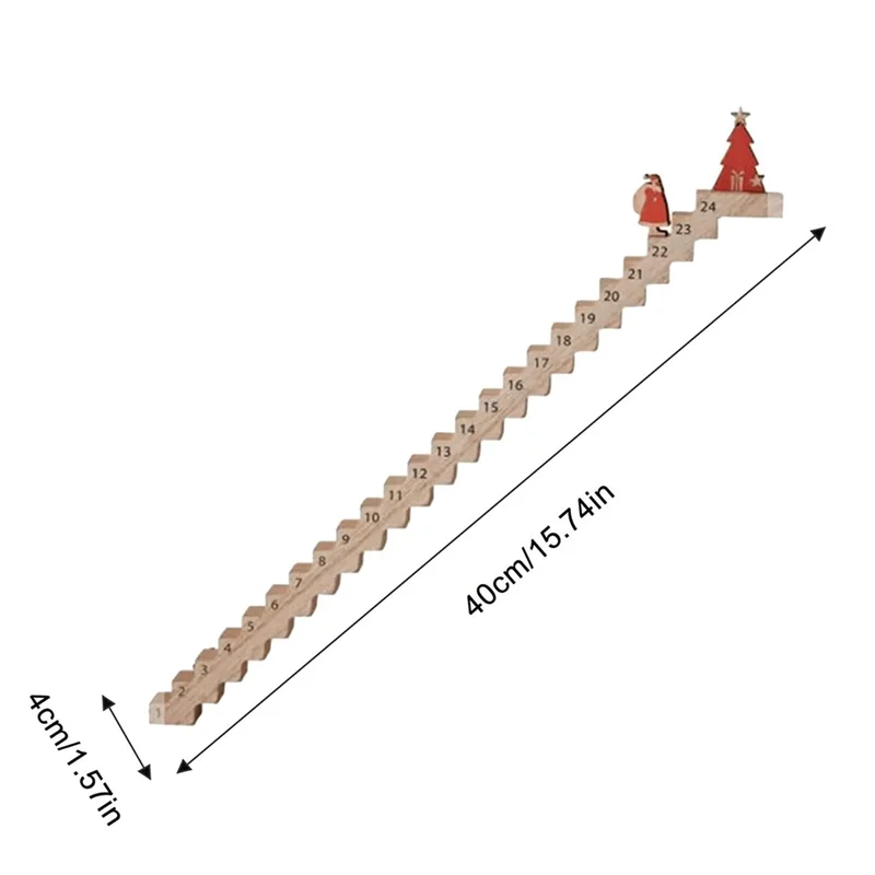 A59E-تسلق الدرج الخشبي تقويم عيد الميلاد، تقويم العد التنازلي لدرج سانتا، زينة العد التنازلي لعيد الميلاد (قطعتان)
