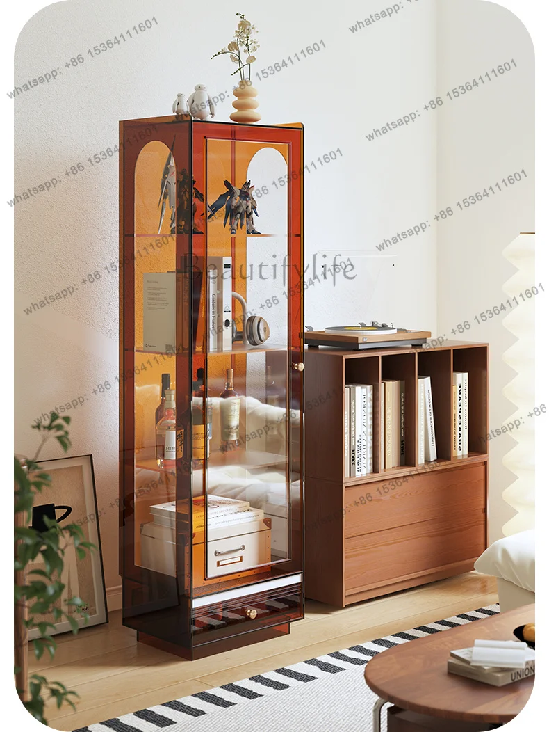 YJ Light luxury acrylic bookcase, transparent dust cabinet, blind box display cabinet, living room display and storage wine desi