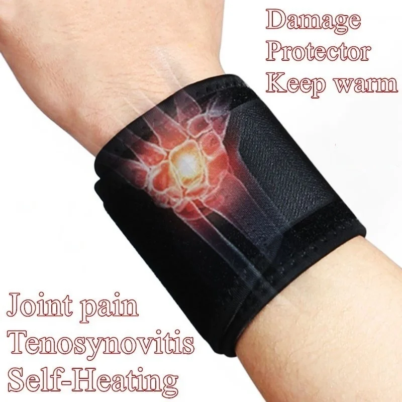 1 Pair Tourmaline Self-Heating Wrist Brace Sports Protection Wrist Belt Far Infrared Magnetic Therapy Pads Braces Wrist Brace