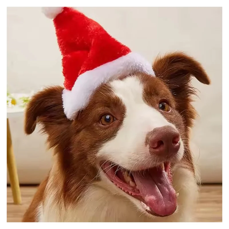 Soft Plush Christmas Pet Santa Hat For Cats Dogs Puppy Kitten - Xmas Holiday Decor New Year Party Cosplay Headwear