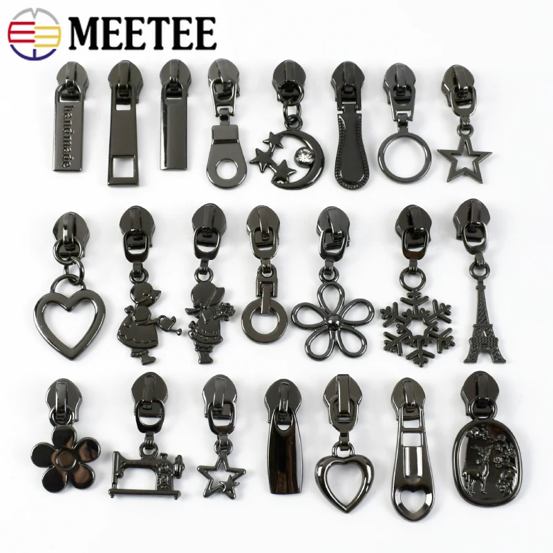 5-20Pcs 5# Metal Zipper Heads For Clothes Zips Tapes Bag Shoes Zippers Slider Pocket Replacement Zip Pull  Repair Kit Accessorie