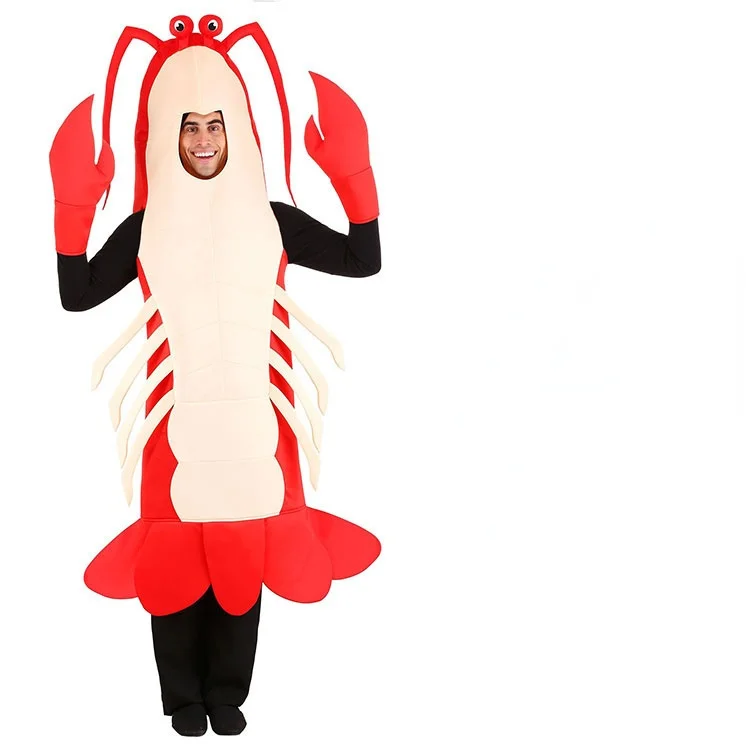 Anime Stage Props Performance Suit Set Red Lobster Halloween Party Costume Hat Shrimp Funny child Cosplay Clothes