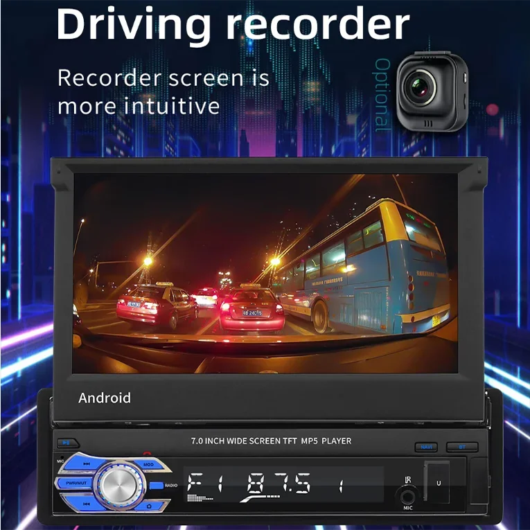 Android Car Multimedia Player com Touch Screen, Auto Rádio e DVD Player, Estéreo Android, MP3, Gravador de Condução, Gadgets, 2023, 7 polegadas