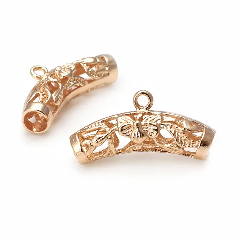 High Quality 18K Gold Color Brass Cloud Curved Tube Charms Pendants Bracelet Connector Jewelry Making Supplies Diy Accessories