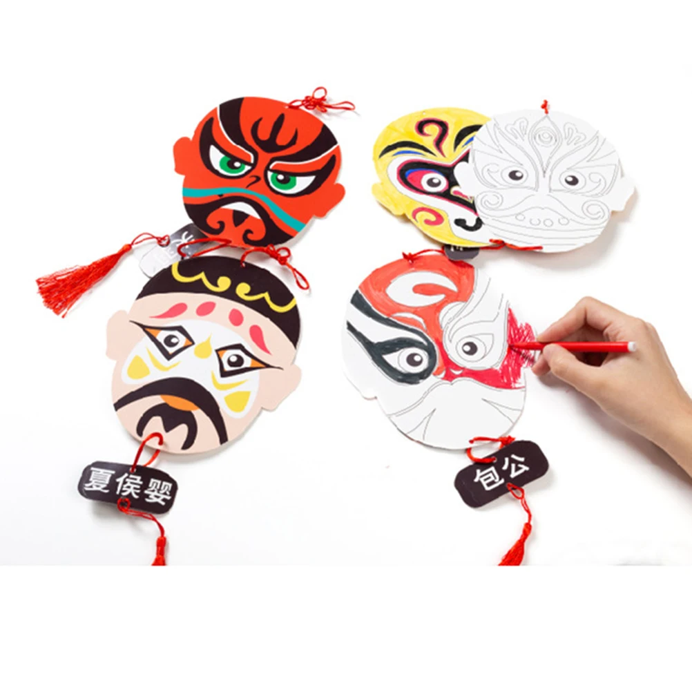 

4 PCS Peking Facial Makeup Ornaments Hanging Masks Favors Pendants Manual Supplies Toddler