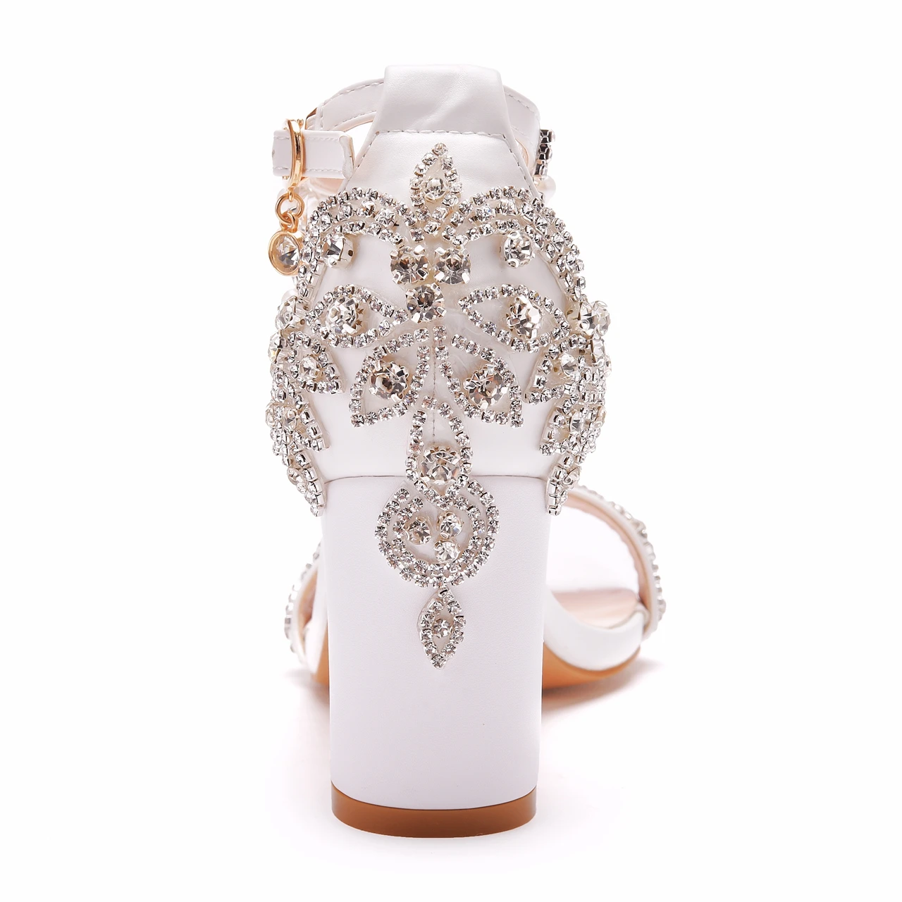 Crystal Queen Women High Heels Rhinestone Wedding Bridal Sandals Prom Elegant Stripper Satin Strap Shoes