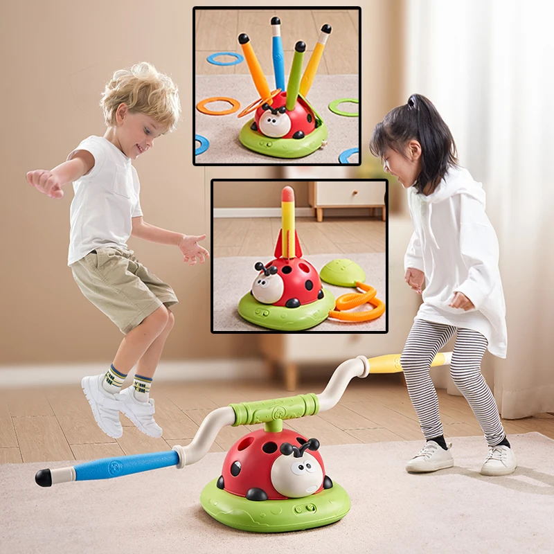3 in 1 Ladybug Rope Skipping Machine Ferrule Rocket Launcher Toy Outdoor Indoor Multifunction Sports Entertainment Game Toys