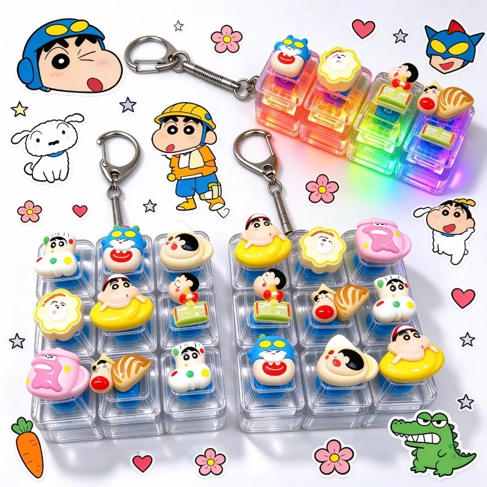 HOT NEW Crayon Shin-chan 26-Key Fidget Keychain Caps Clicker 4 Keys Light Up Pendant Cute Stress Relief Toy Bag Charm Gift