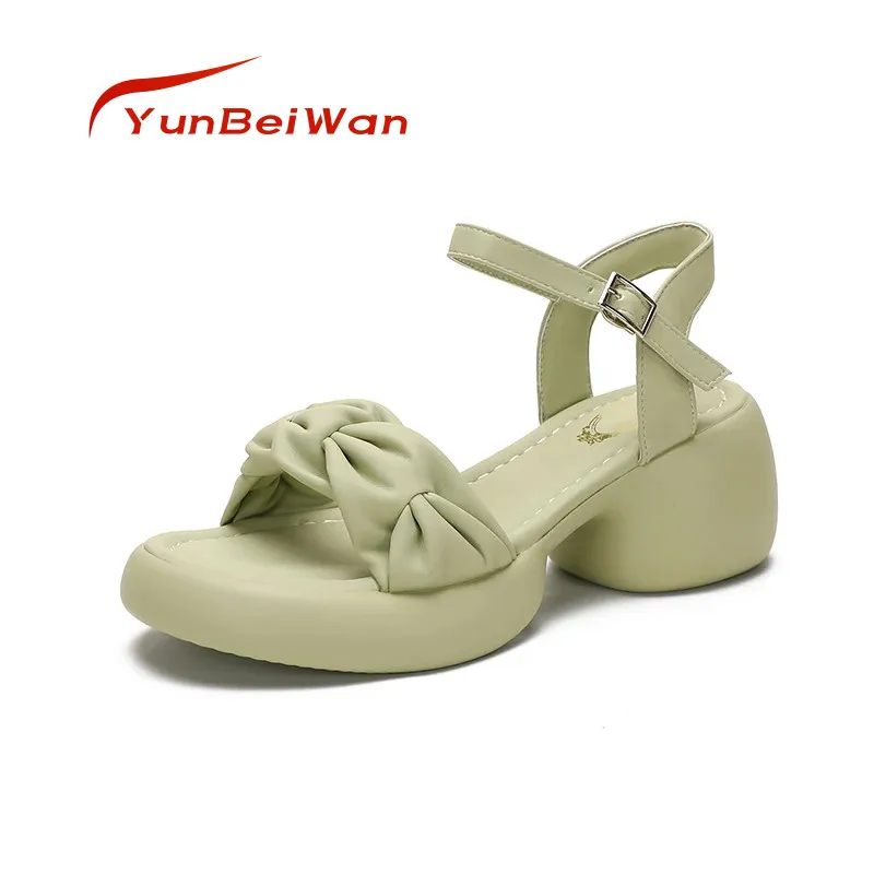 

Women's 2024 New Summer Casual Line With Thick Heel Soft Sole Hundred Tower Beach Heels