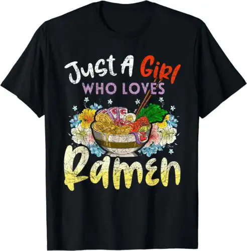 Floral Noodles Asian Food Women Just A Girl Who Loves Ramen T-Shirt