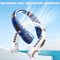 Portable Hanging Neck Fan LED Digital Display Light USB Rechargeable Bladeless Electric Fan Mini Air Cooler Neck Camping fan