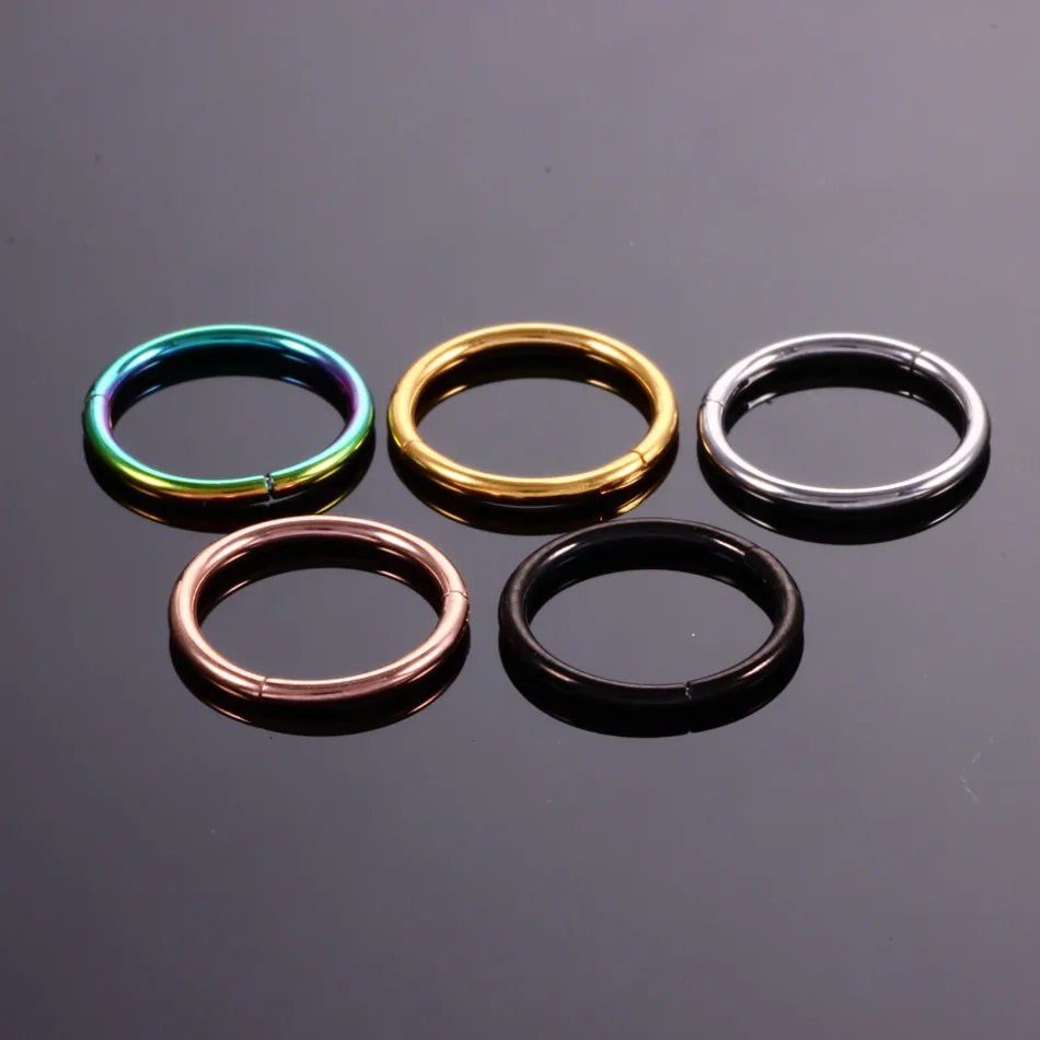 1PC Hinged Segment Nose Hoop Rings Women Surgical Steel Nose Rings Septum Clicker Ring Ear Daith Hoop Earring Piercing Jewelry