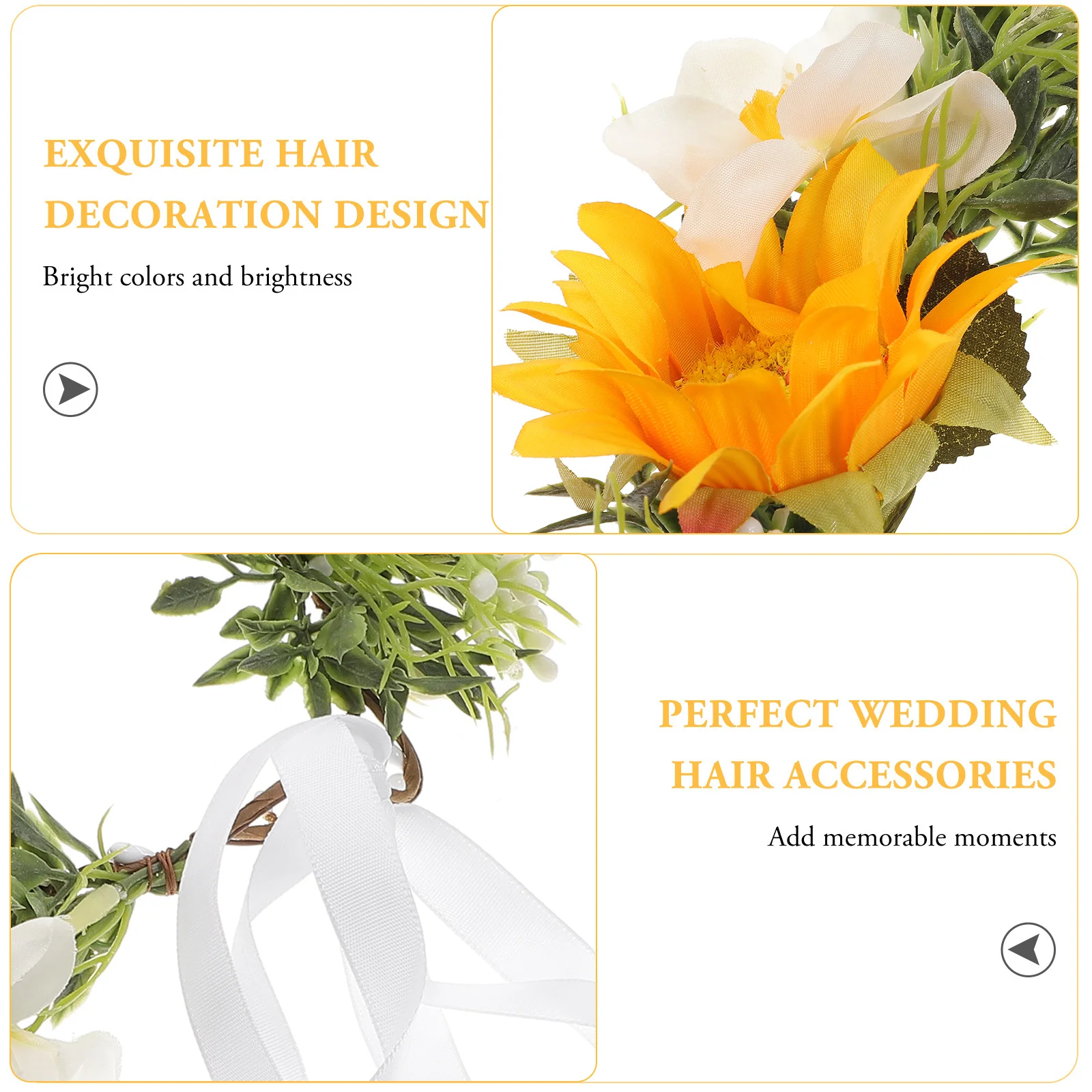 

Bridal Sunflower Headband Adjustable Wedding Flower Headpiece Bride Wreath Hair Accessory Party Decoration Sunflower Headband