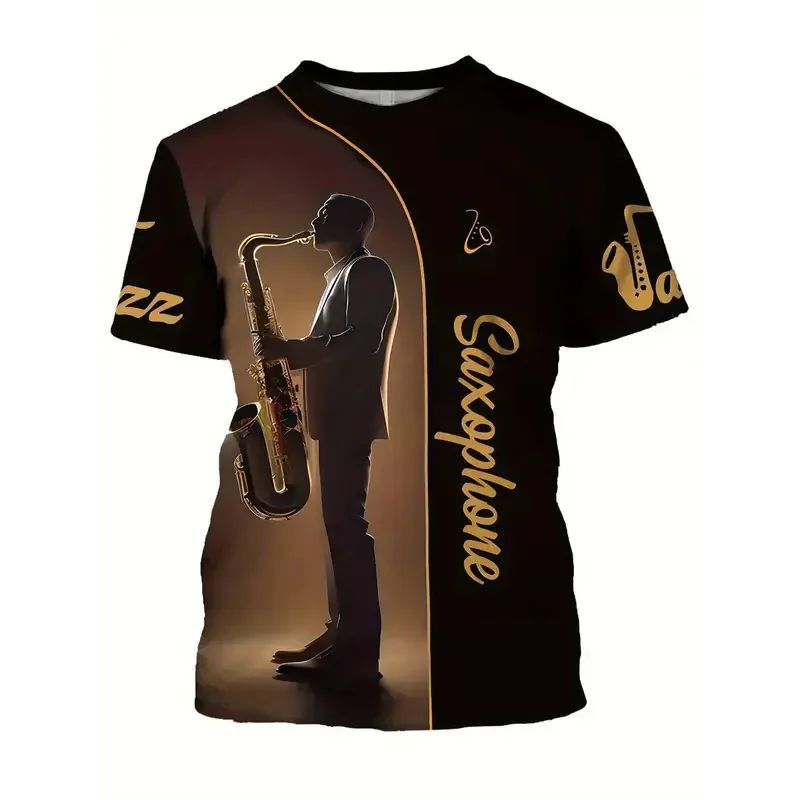 

Saxophone Playing Pattern T-Shirts 3D Various Musical Instrument Print Novelty T shirt For Men/Women Unisex Personality Clothing