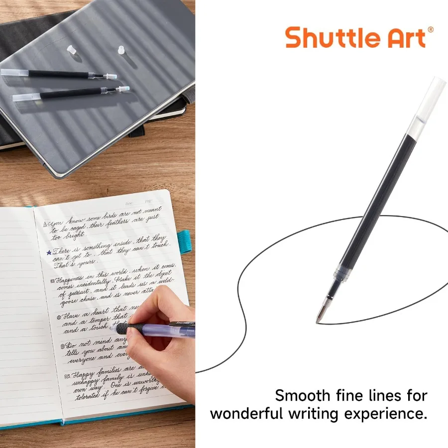 Retractable Gel Pen Refills 30 Pack Black Rollerball Gel Ink Pens Refills Bulk Set 0.7mm Fine Point for Writing Jourling Taking