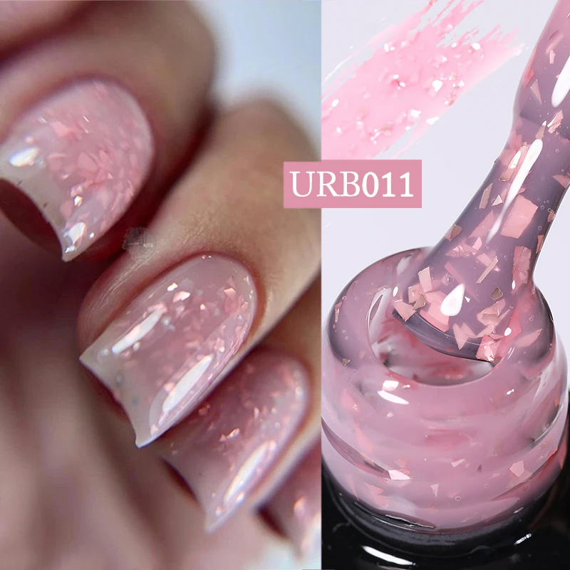 UR SUGAR-Gel Base de Borracha Rosa Brilhante, Gel Construído 2 em 1, Cor Gelatina Branca Láctea, Semi Permanente, Mergulhe, Verniz LED UV, 7ml