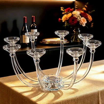 

Transparent craft crystal candle holder, wedding candle holder