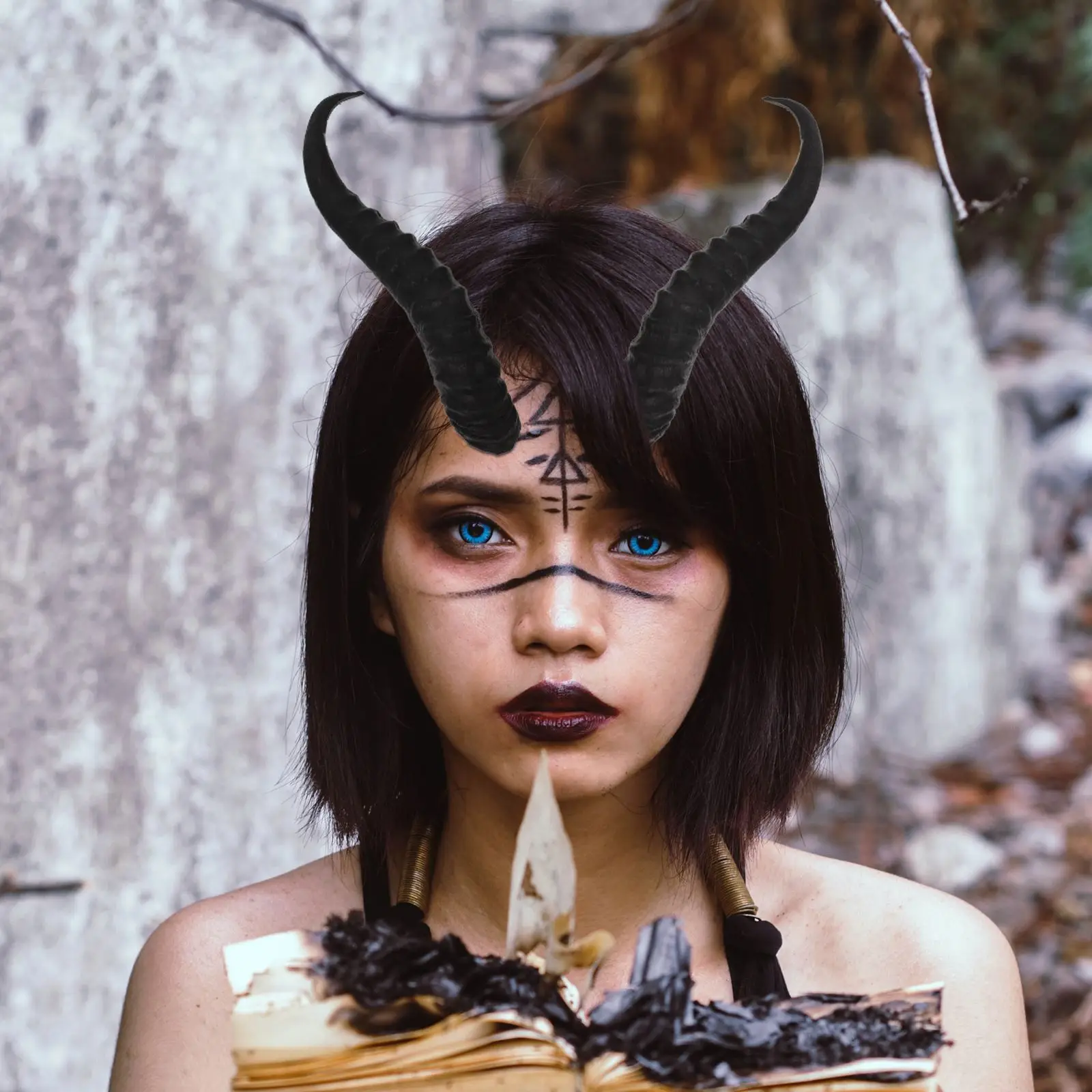 1 Pair Artificial Sheep Antlers Horns Halloween Cosplay Costume Sheep Horn Headband Headband Halloween Cosplay Party Supplies