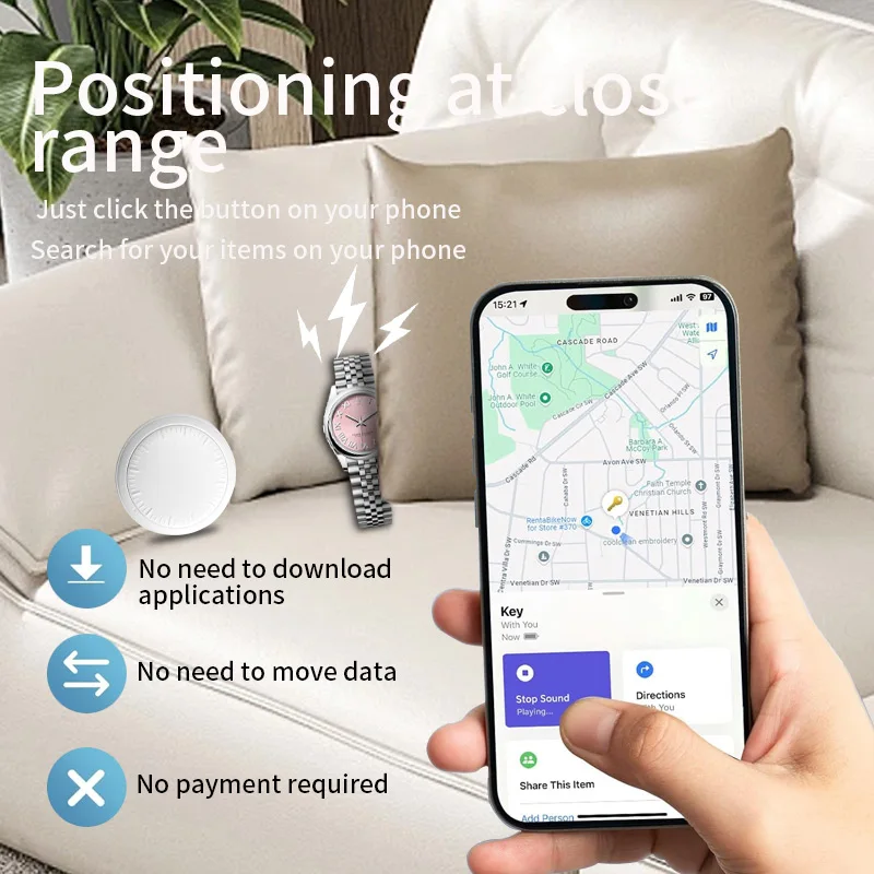 Luggage Tracker (iOS Only) Anti-lost Device, GPS Locator Pet Key Tracker, Protective Case with Keychain, for Luggage, Dog Collar