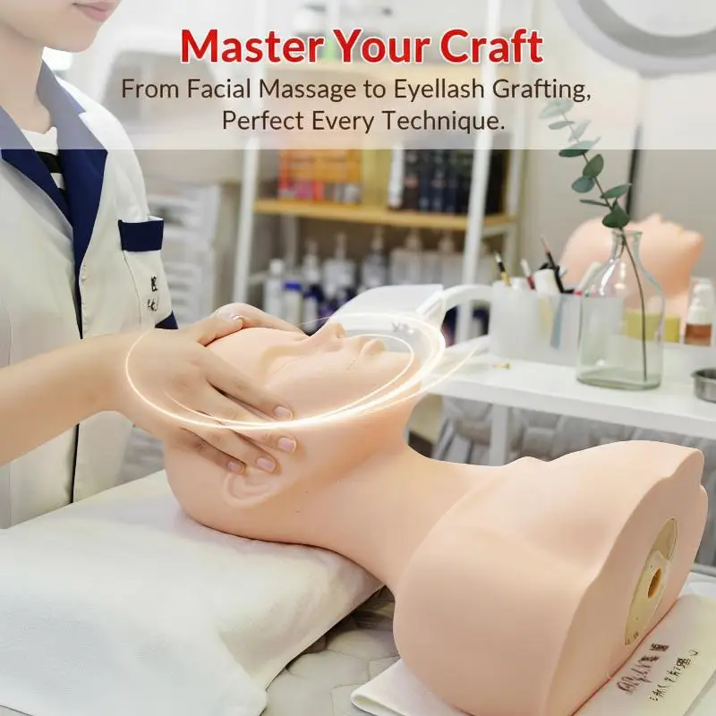 [L] 1Pcs Massage Practice Face Painting Model Big Half Body Soft Silicone Cosmetology Mannequin Head For Makeup