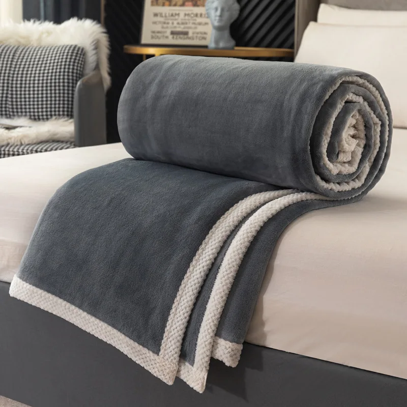 Double Sided Thickened Milk Wool Blanket Flannel Blanket Bed Sheet Blanket Sofa Office Noon Super Warm Sleeping Blanket одеяло