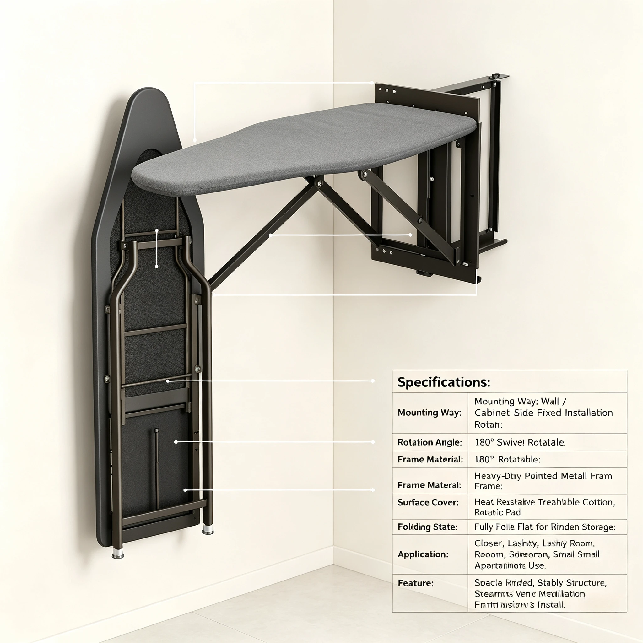 Vertical Foldable Thickened Ironing Board High Temperature Resistant Household & Commercial Hotel Clothes Ironing Table