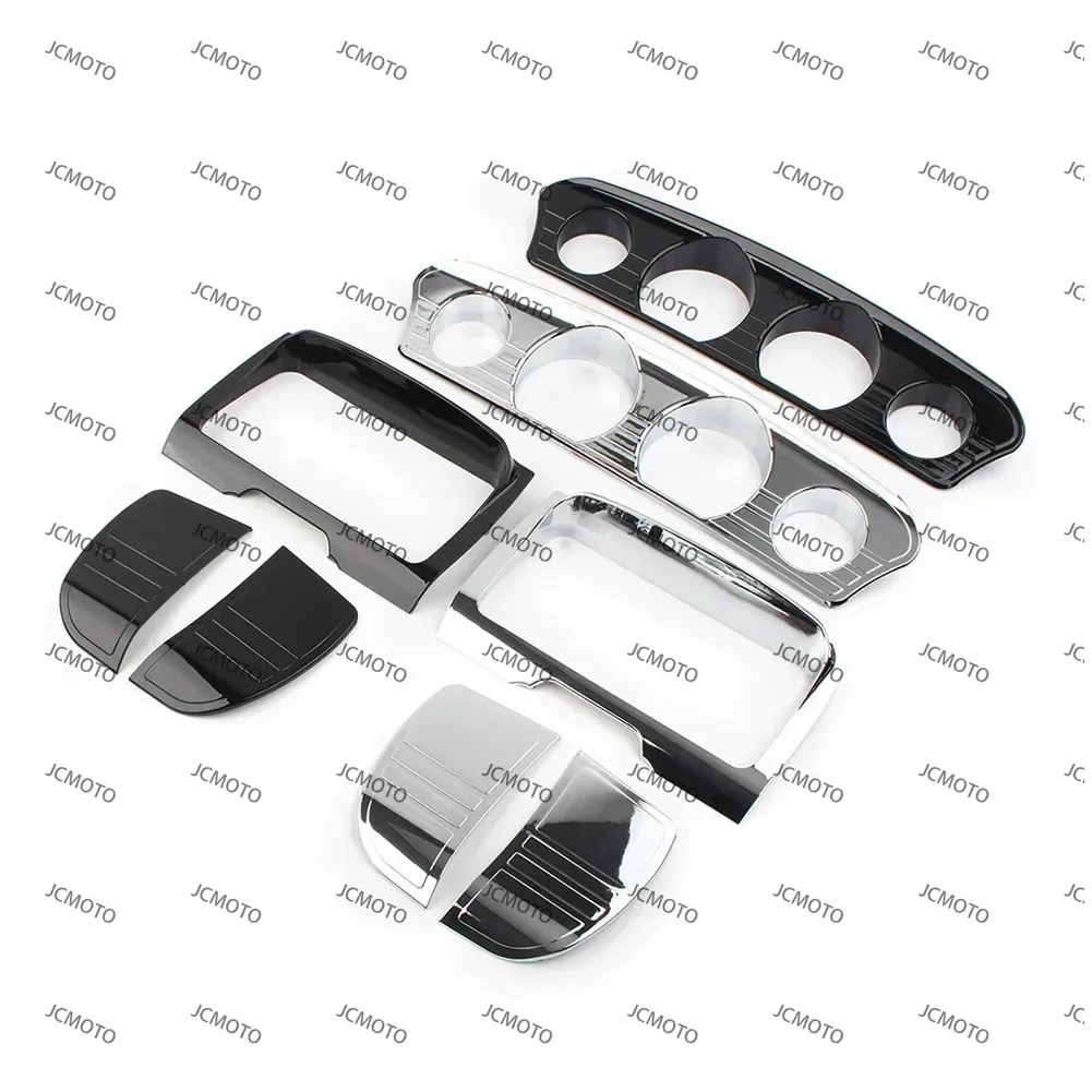 

For Harley Electra Street Glide 2014-2023 Chrome/Black 4Pcs Motorbike Tri Line Gauge Stereo Accent Trim ABS Decoration Covers