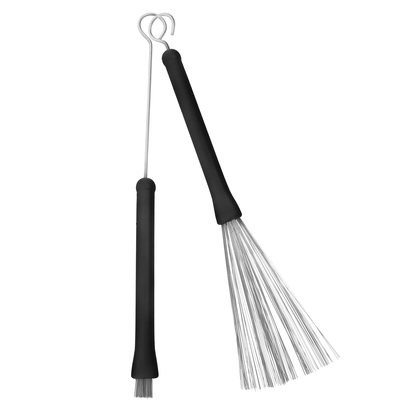 

2pcs Retractable Loop End Steel Wire Brushes 320Mm Full Length 130Mm Wire 160Mm Rubber Handle For Metal Drum Light Playing