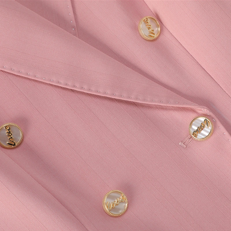 NAVIU Mode dames 2-delige formele broekpak set gestreepte zakelijke werkkleding kantoorblazer en broek met korte mouwen