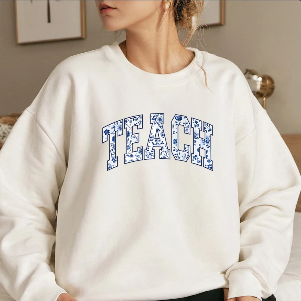 Floral Teach Sweatshirt Cute Teacher Crewneck Pullover Back To School Shirt Teacher Sweatshirts Teacher Appreciation Gift