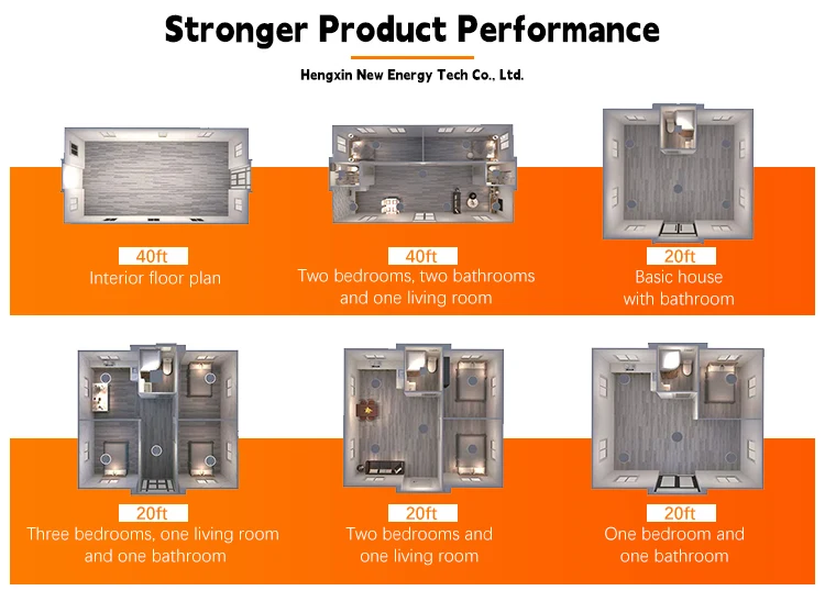 Container House Modulares Haus 20 Fuß/30 Fuß/40 Fuß 2-4 Schlafzimmer mit Badezimmer Fertig erweiterbare modulare Häuser