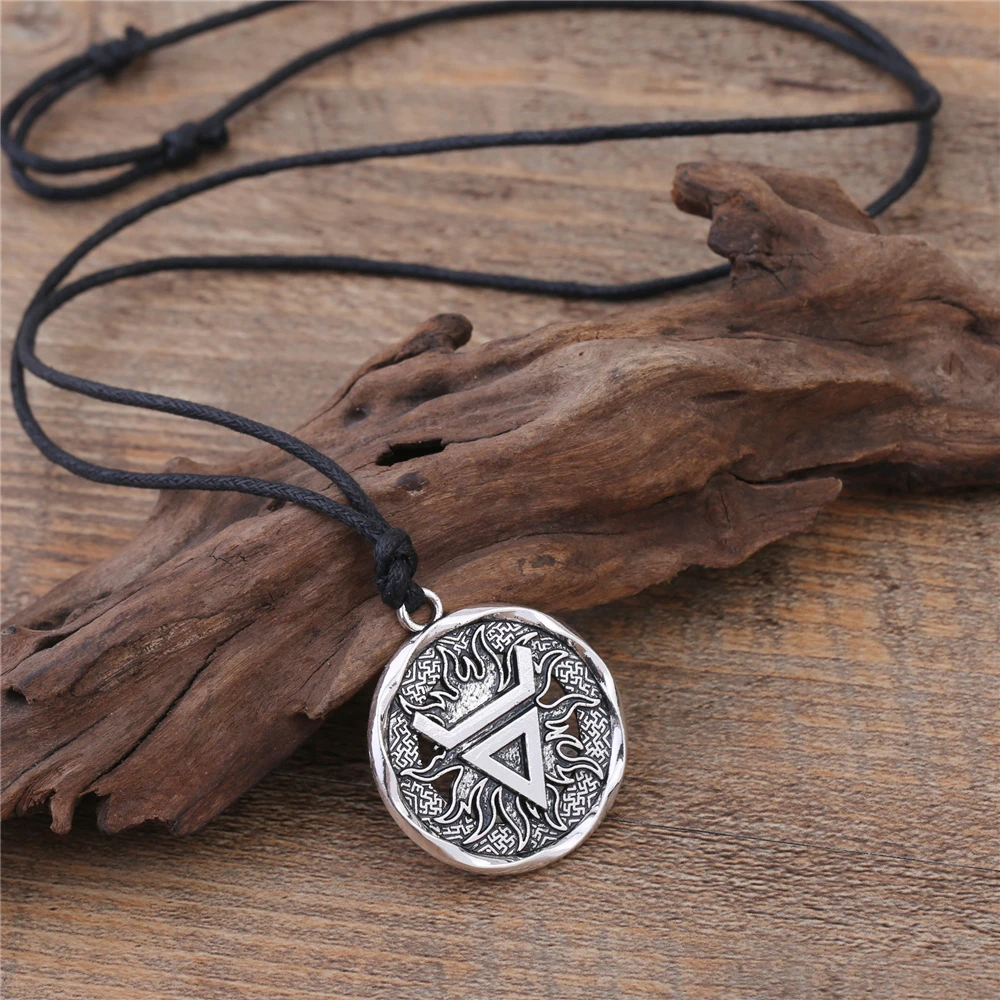 LIKGREAT Vintage Silver Color Veles Symbol Pendant Necklace for Men Volos Weles Slavic Wealth Talisman Religion Male Jewelry