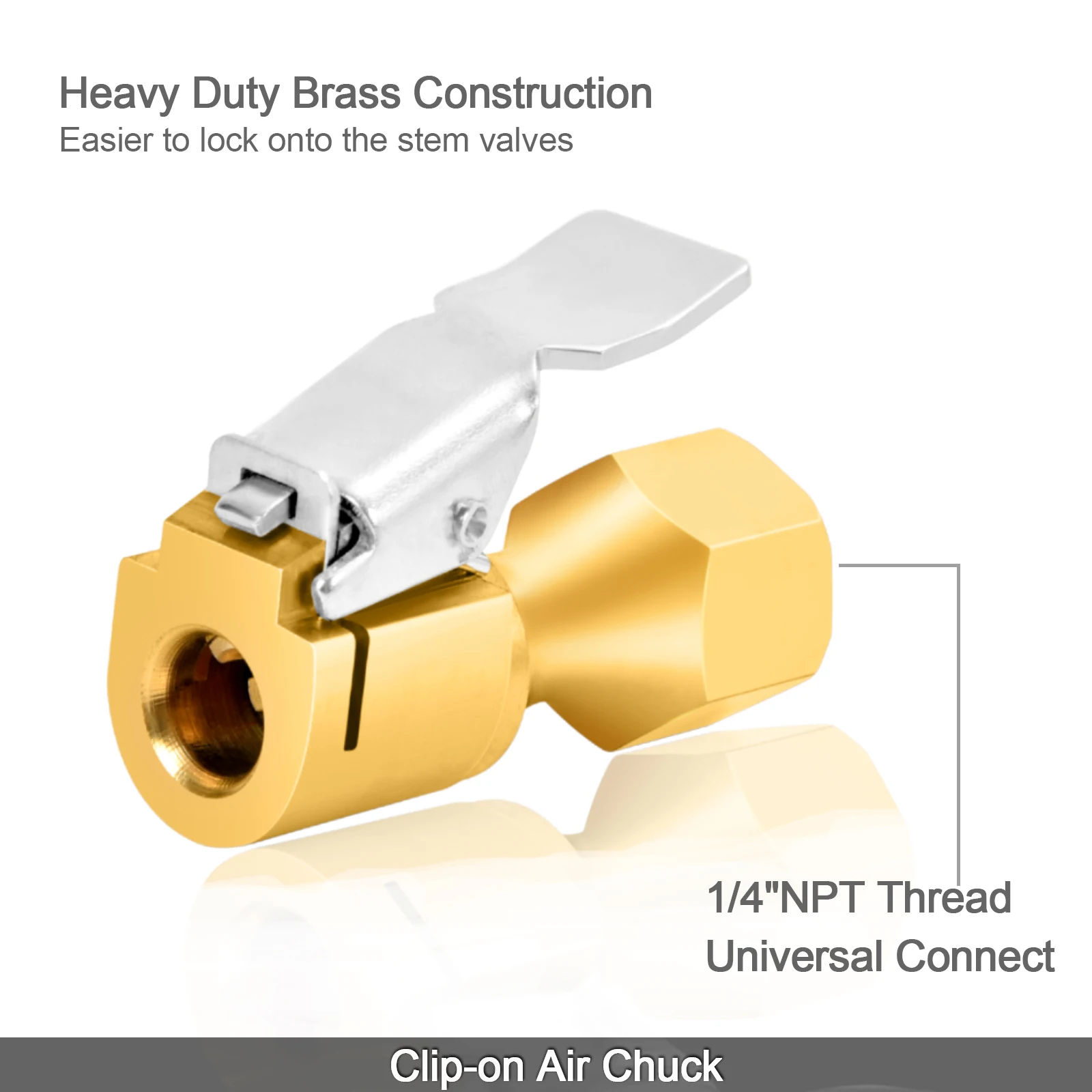 ATsafepro 2pcs Air Chuck Locking Chuck for Tire Inflator Nozzles Pack of Clip-on and Twist-on Chucks Auto Accessories1/4\