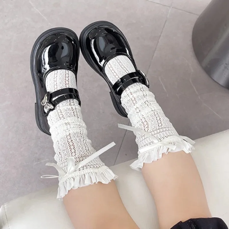 

Kids Leather Shoe Glossy PU Black Shoes for Girls New School Versatile Children's Causal Princess Thick Bottom Mary Jane Shoes