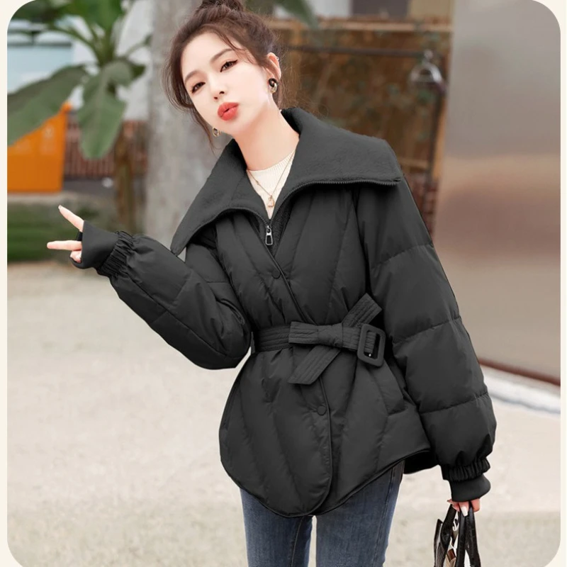 Piumino da donna finto in due pezzi di visone come piumino corto invernale Parka imbottito con piume d'anatra