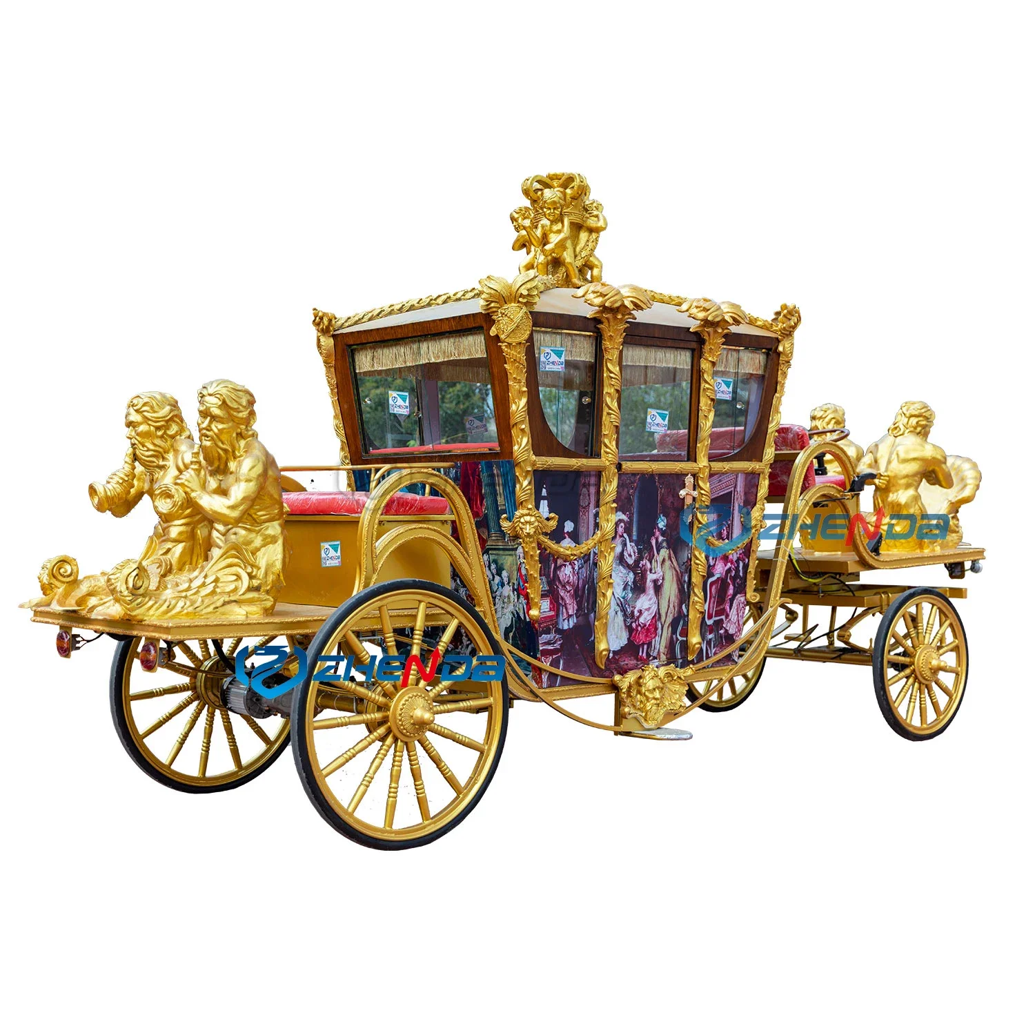 Special transportation luxury golden sculpture carriage/royal wedding carriage/tourist sightseeing carriage