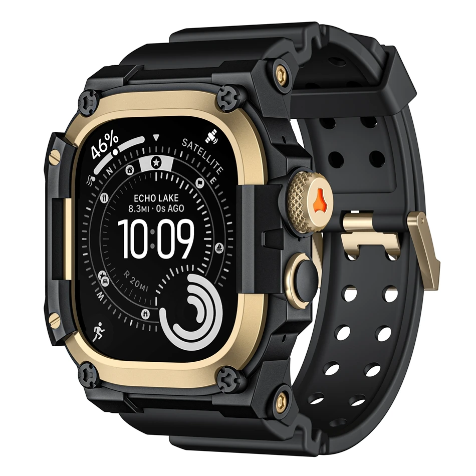 Zestaw: Pasek Premium TPU do Apple Watch Ultra i Metalowe Etui Ochronne iWatch Series Ultra 3 2 1 49mm, Odporny na Upadki, Sportowy Pasek do Zegarka Męskiego — zdjęcie produktu 7