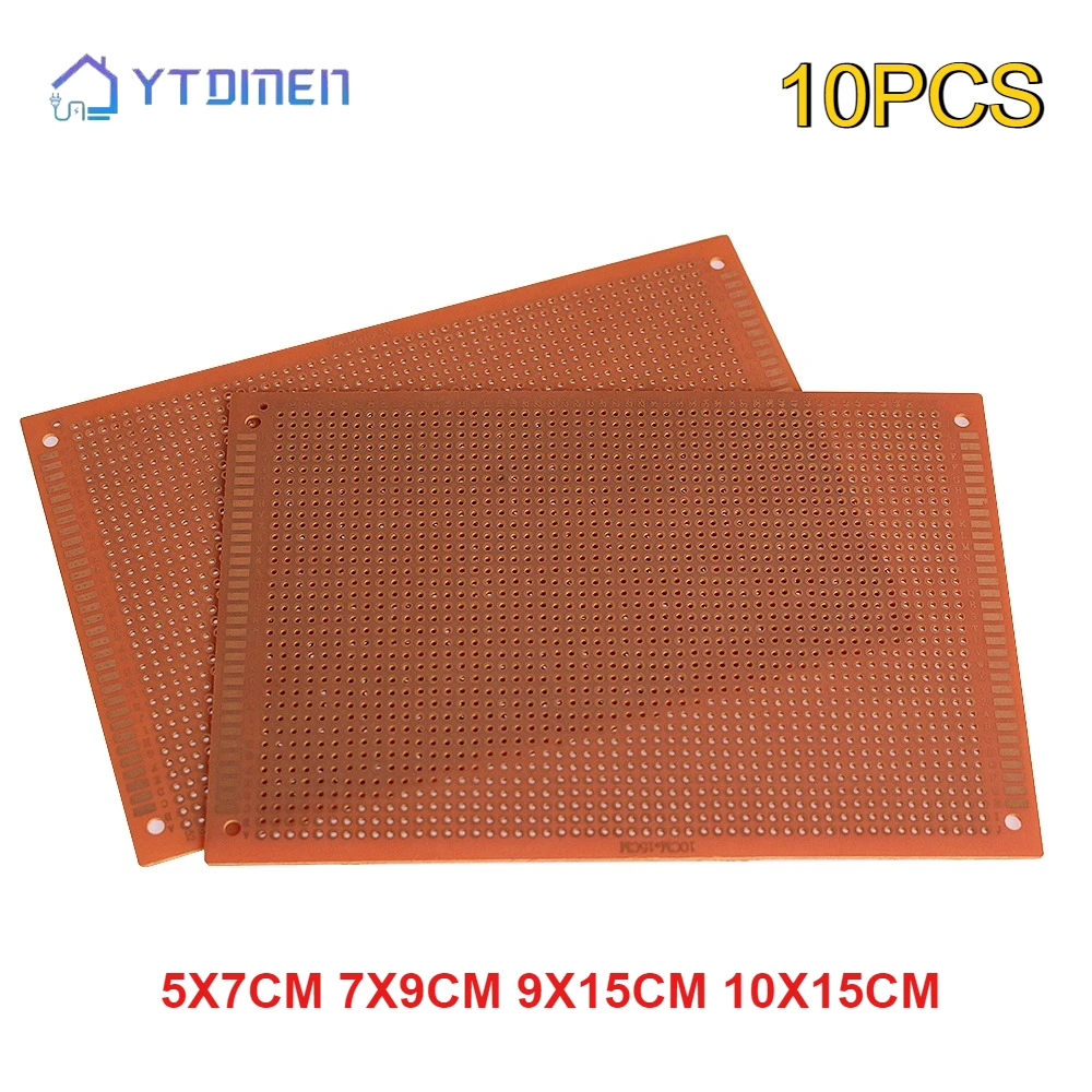 10pcs Yellow Single-Sided Universal PCB Board 5x7/7x9/9x15/10x15cm FR-4 Prototype Circuit Board for DIY Electronics