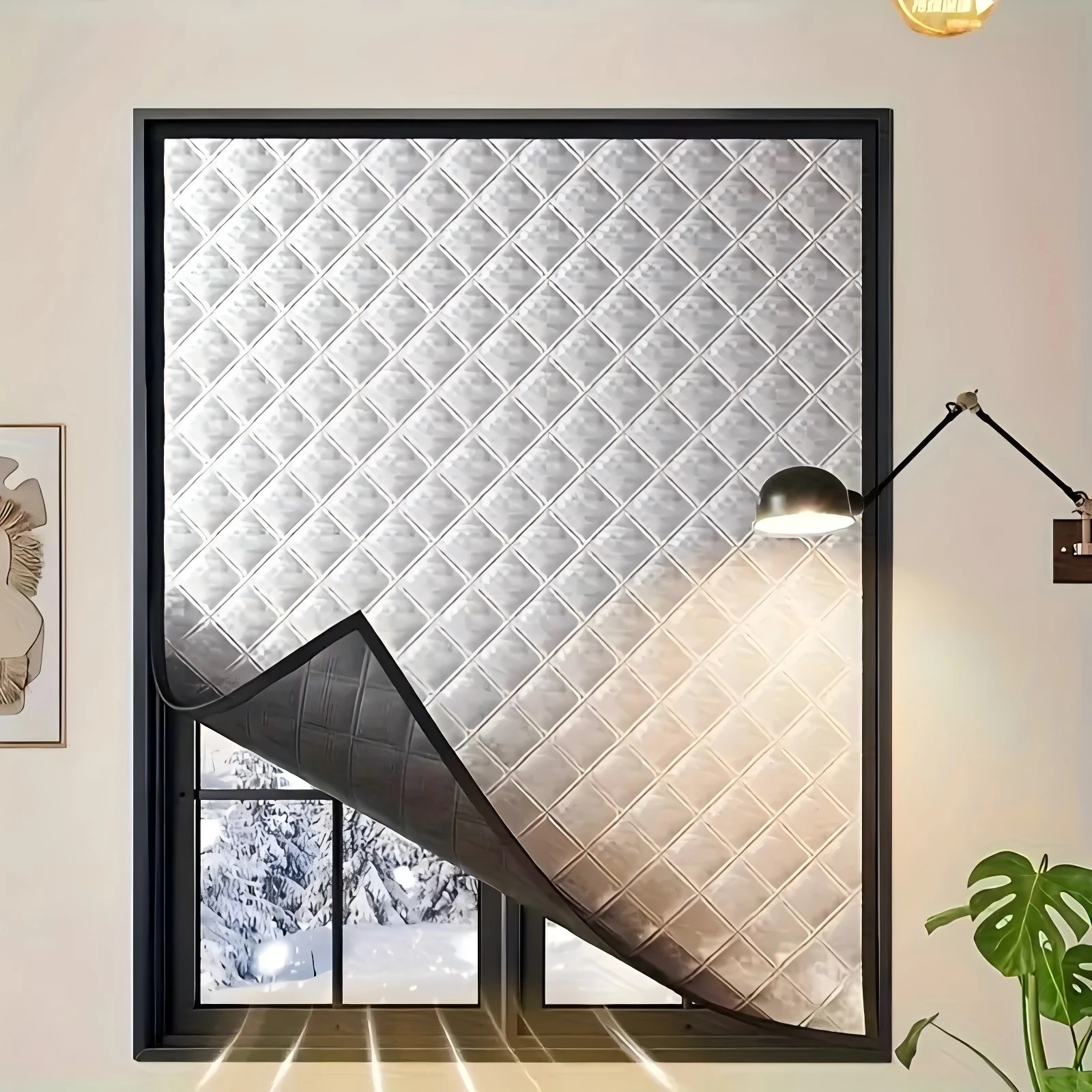 Windproof and warm curtains, winter windproof,bedroom,insulation film,cold proof sealed window film screen window Light blocking