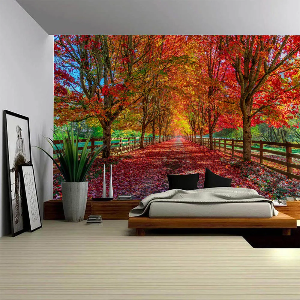 

Natural Forest Landscape Tapestry Wall Hanging Garden Landscape Home Living Room Bedroom Dormitory Decoration Background Cloth