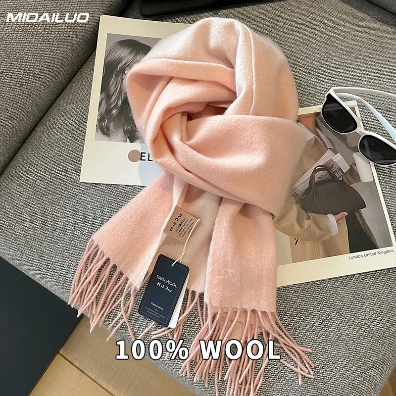 

Ladies' 100% Wool Winter Scarf Windproof Warm Korean Fashion Elegant Neck Accessory for Cold Weather