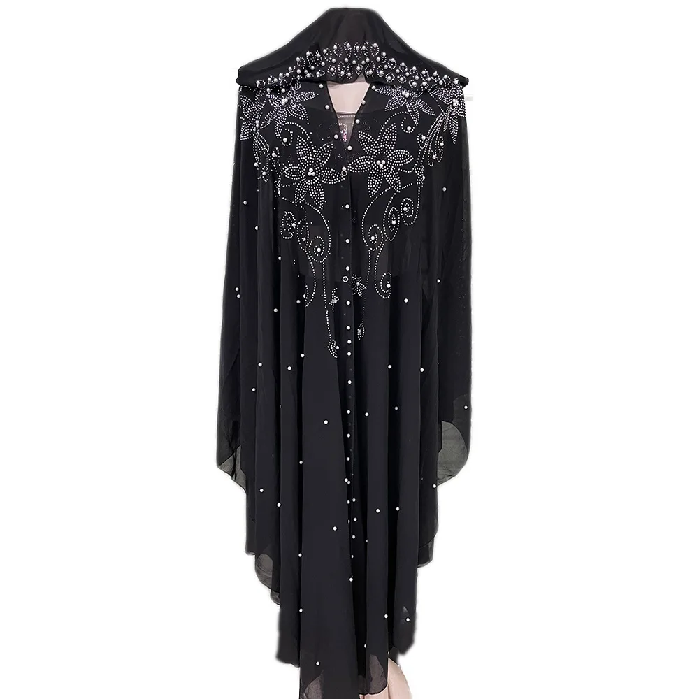 Abaya Dubai abito musulmano caftano Abaya abito Hijab Kimono donna Dubai abito con cappuccio in Chiffon abbigliamento islamico