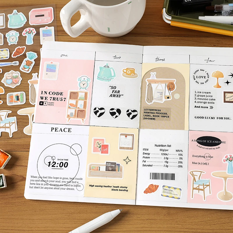 1 Sheet Simple Small Pattern Home Life Sticker DIY Decoration Collage Daily Stationery Material For Notebook Planner Journal